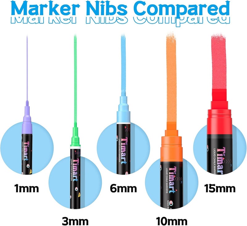 Timart Window Markers, Jumbo Liquid Chalk Markers for Rock Painting, Poster, Blackboard, Stone, Ceramic, Glass, Wood, Canvas, Wide Tip 10mm, 8 Colors - Image 3